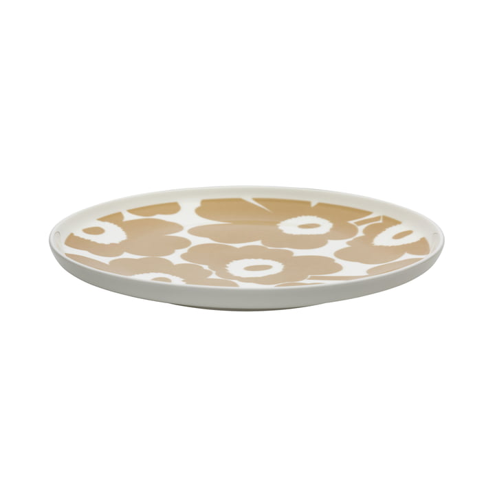 Oiva Unikko tallerkenen fra Marimekko i hvid/beige, Ø 25 cm