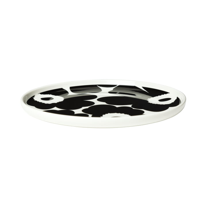 Oiva Unikko tallerkenen fra Marimekko i hvid/sort, Ø 20 cm