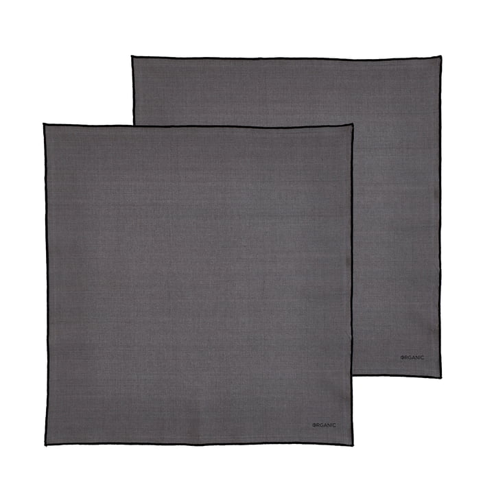 De Organic stofservietter fra Södahl, 50 x 50 cm, grå / sort (sæt med 2)