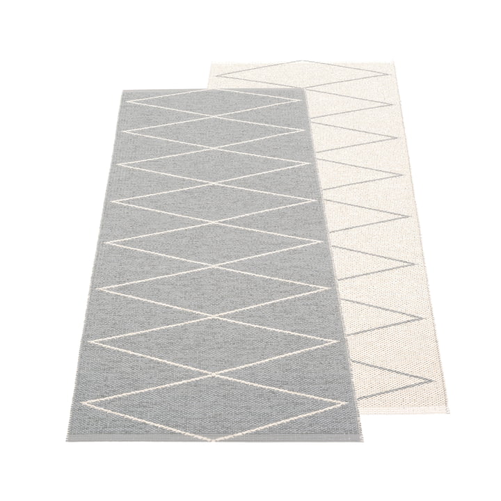 Max vendbart tæppe fra Pappelina, 70 x 160 cm, grå / vanilla