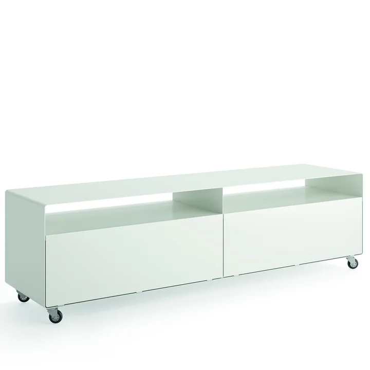 R 110 Sideboard med 2 foldedøre på hjul af Müller Möbelfabrikation i signalhvid