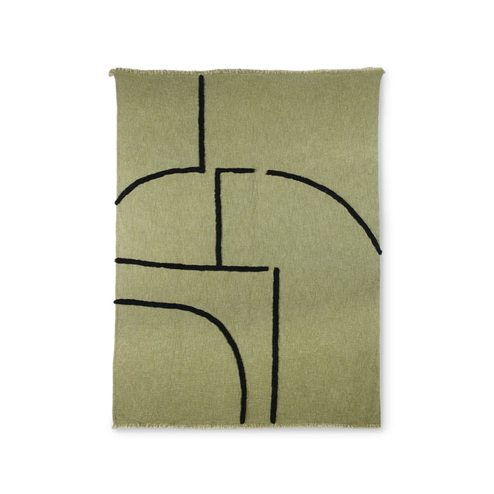 Tæppet med stribet mønster fra HKliving, 130 x 170 cm, grøn / sort