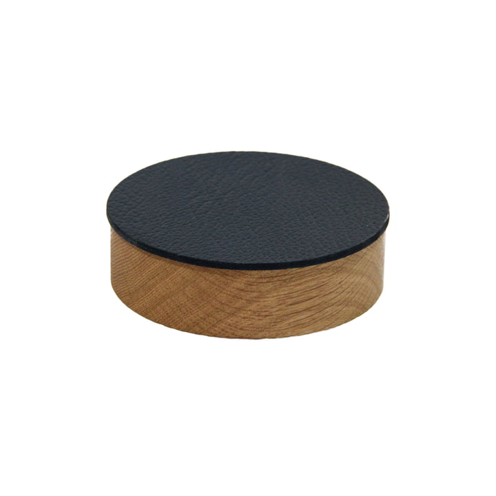 Wood Box med låg runde S Ø 11 cm gange LindDNA i naturlig eg / sort