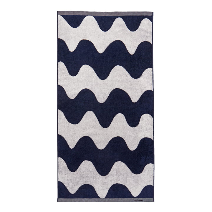 Lokki badehåndklæde fra Marimekko, 70 x 140 cm, off-white / dark blue