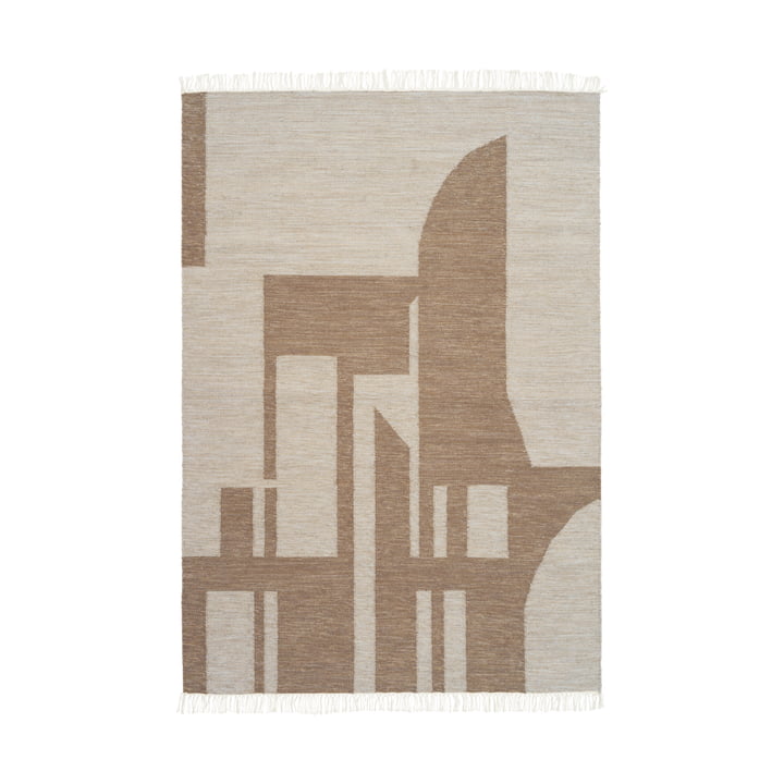 Contemporary kilim tæppe 140 x 200 cm af Kristina Dam Studio i hvid / brun