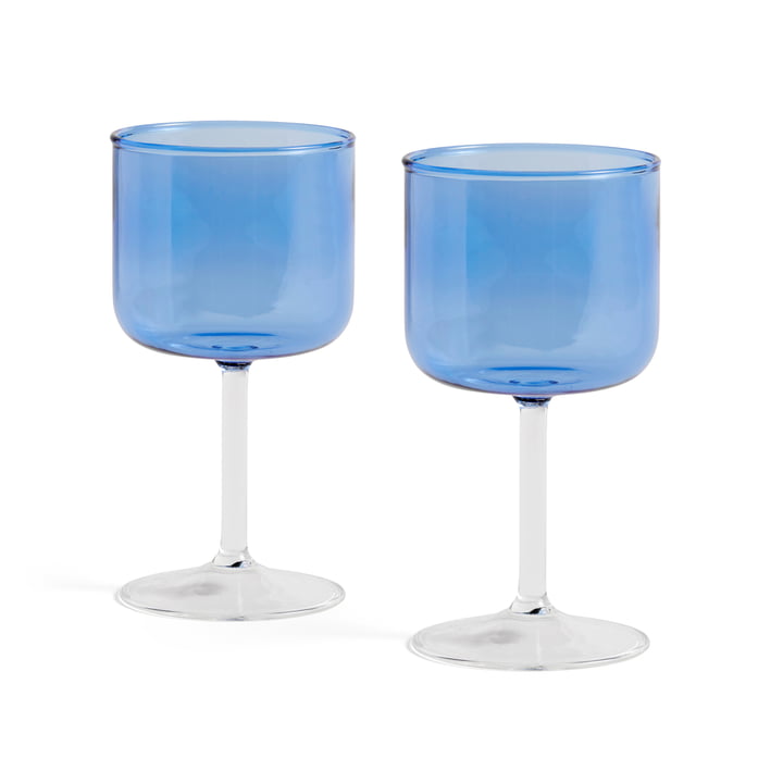 Tint vinglas fra Hay i farven blå/klar i sæt af 2 stk