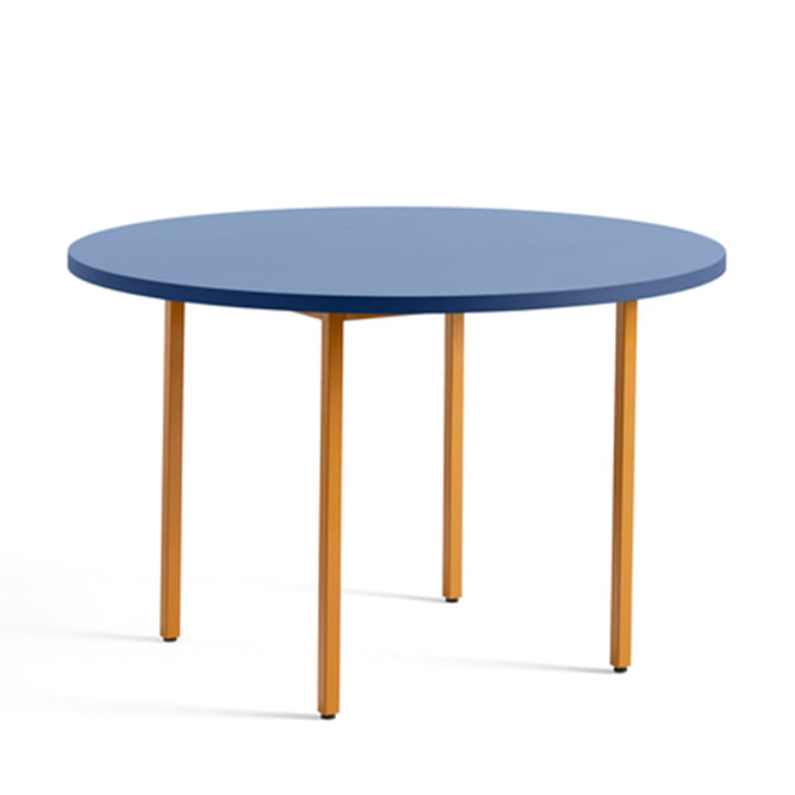 Two-Colour spisebord Ø 120 cm fra Hay i et rundt design i farven blå / okker