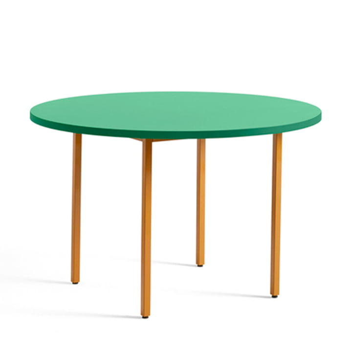 Two-Colour spisebord Ø 120 cm fra Hay i et rundt design i farven mint / okker