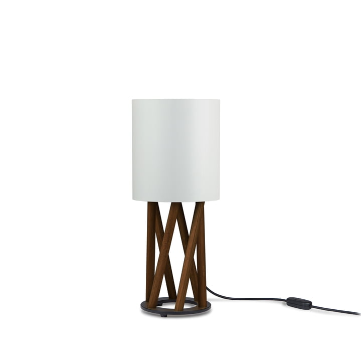 LINN LITTLE OBLIQUE bordlampe fra Maigrau i røget eg, hvid