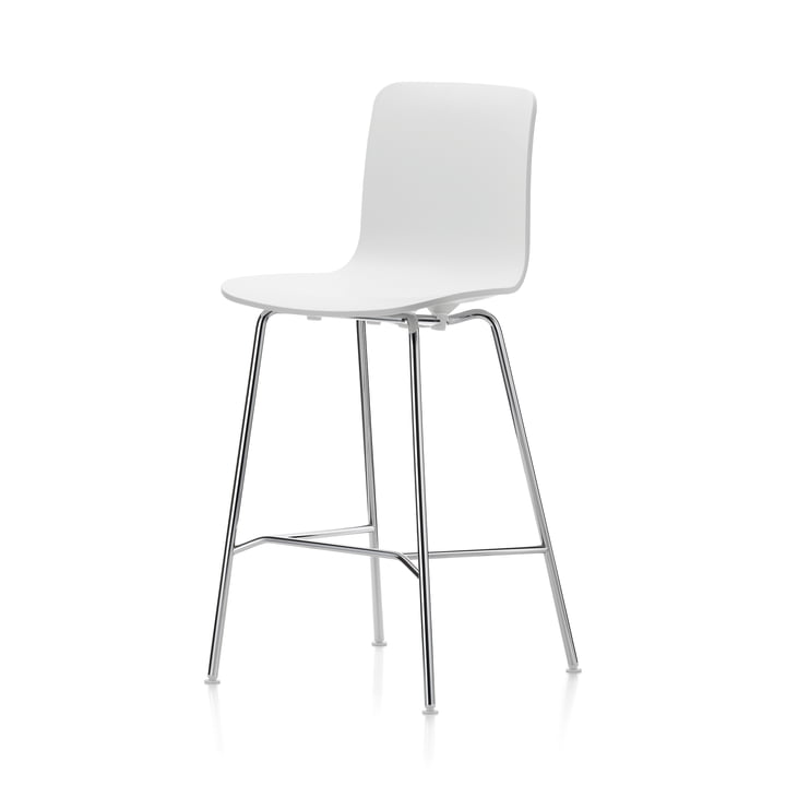 Hal barstol, medium, hvid / krom / hvid plastglider fra Vitra