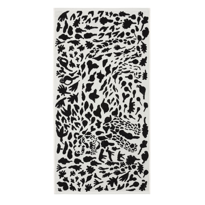 Oiva Toikka badehåndklæde 70 x 140 cm fra Iittala i Cheetah sort / hvid