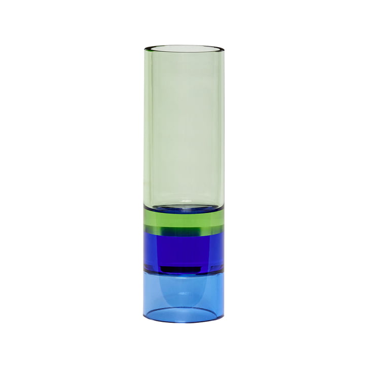 Krystal fyrfadsholder / vase, grøn / blå fra Hübsch Interior