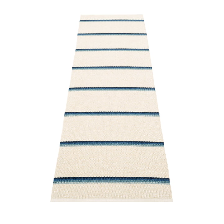 Olle tæppe, 70 x 240 cm fra Pappelina i blå / vanilje