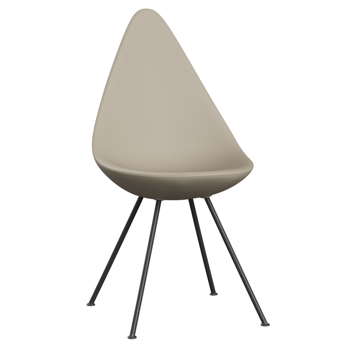Drop stol fra Fritz Hansen i lys beige / varm grafit