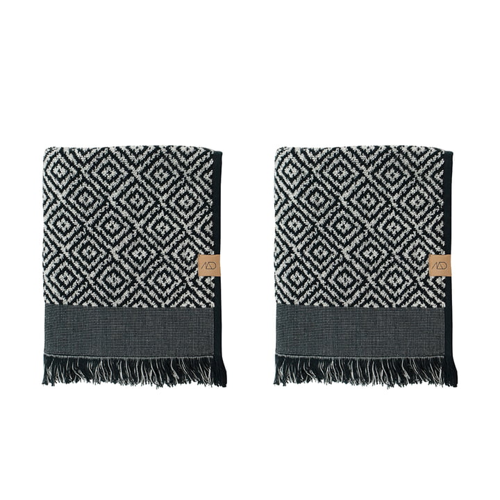 Morocco gæstehåndklæde 60 x 35 cm af Mette Ditmer i sort/hvid (sæt med 2)