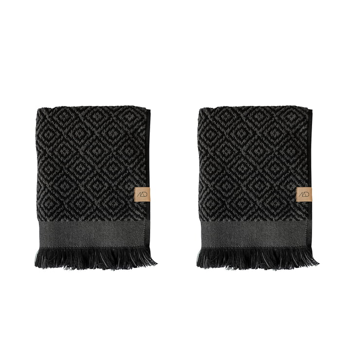Morocco gæstehåndklæde 60 x 35 cm af Mette Ditmer i sort/grå (sæt med 2)