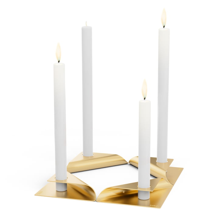 Square Candle lysestage af Höfats i guld (sæt af 4)