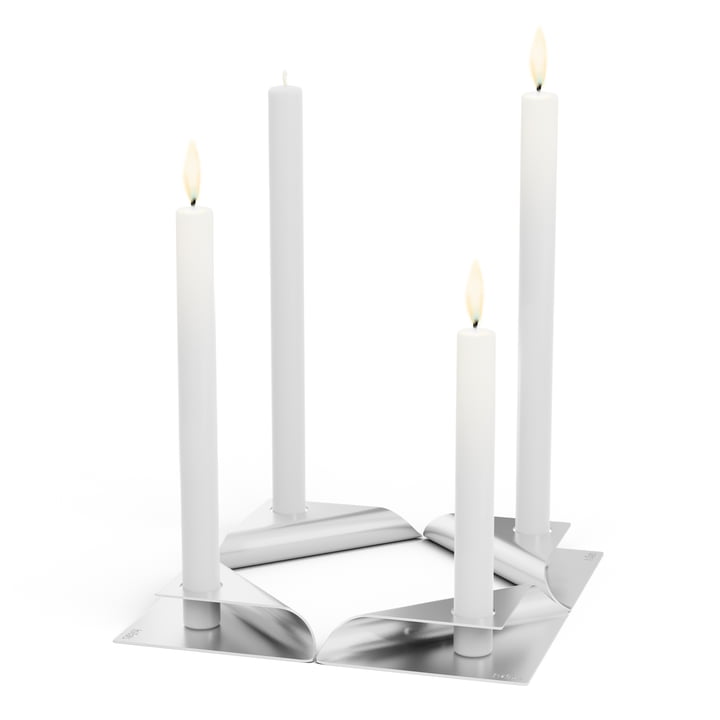 Square Candle lysestage af Höfats i sølv (sæt af 4)