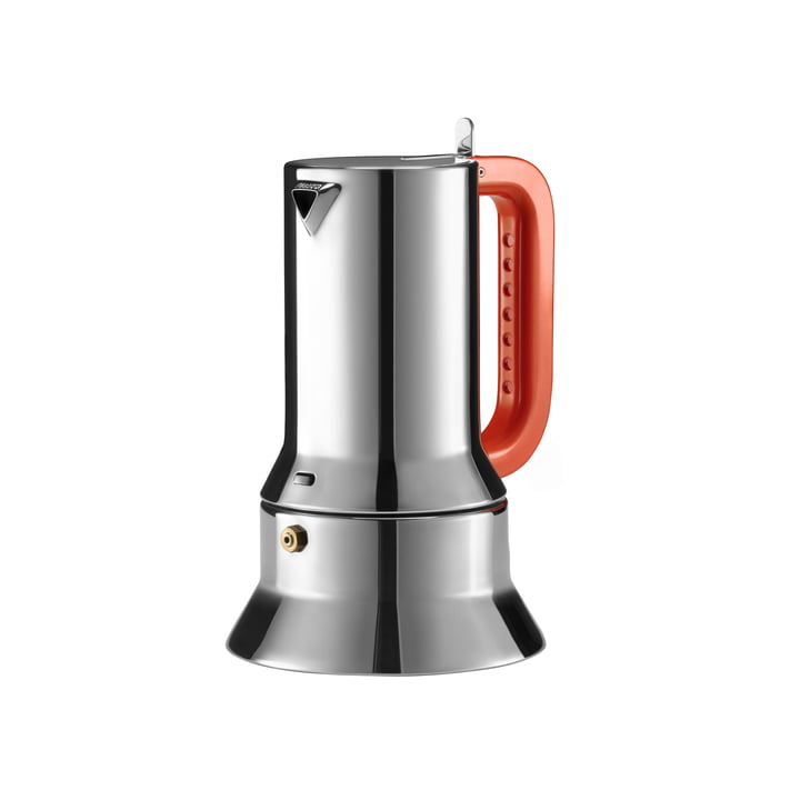 9090 manico forato espressomaskine induktion 30 cl fra Alessi i orange / rustfrit stål