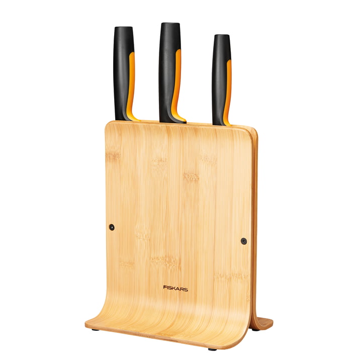 Functional Form bambus knivblok med 3 knive fra Fiskars (4 stk.)