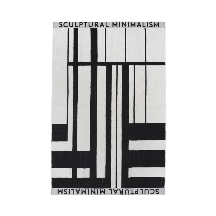 Minimal håndklæde, 100 x 150 cm i sort/råhvid af Kristina Dam Studio