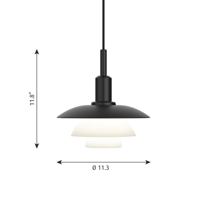 PH 3/3 pendel af Louis Poulsen i sort aluminium / opalglas
