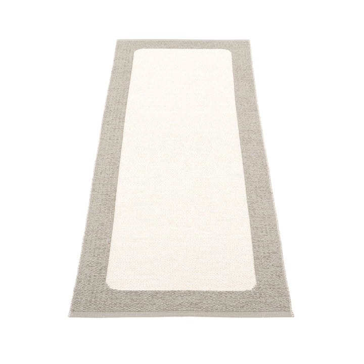 Ilda vendbart tæppe, 70 x 180 cm, varm grå / vanilje fra Pappelina
