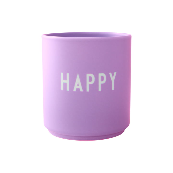 AJ Favourite porcelænskrus, Happy i mørk pink fra Design Letters