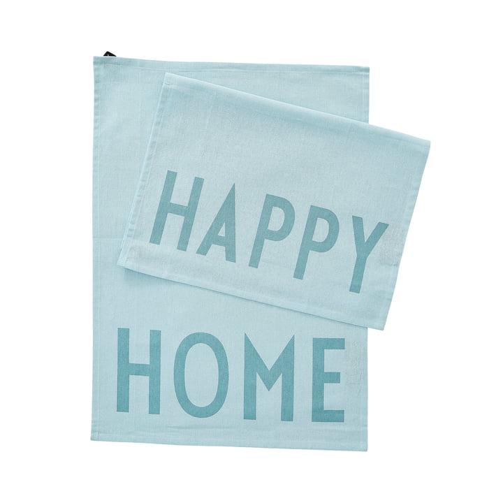 Favourite viskestykke, Happy Home i light blue (sæt med 2) fra Design Letters