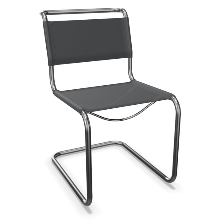 S 33 N stol, krom/stof sort fra Thonet