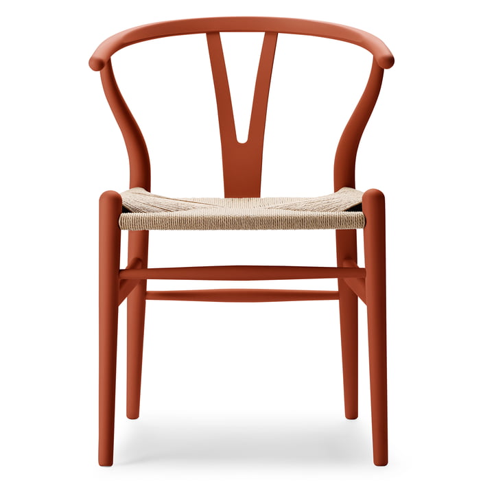 CH24 Wishbone Chair, blød terracotta/naturvævet af Carl Hansen