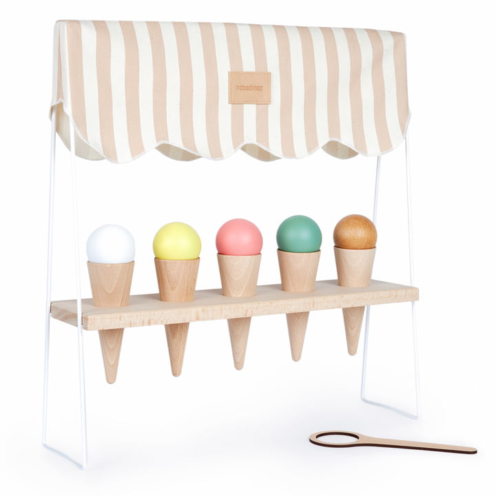 Ice Cream Corner trælegetøj, taupe stripes fra Nobodinoz