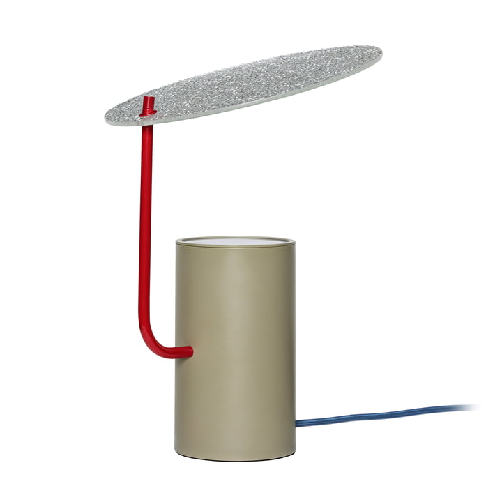 Disc bordlampe fra Hübsch Interior i farven khaki/rød