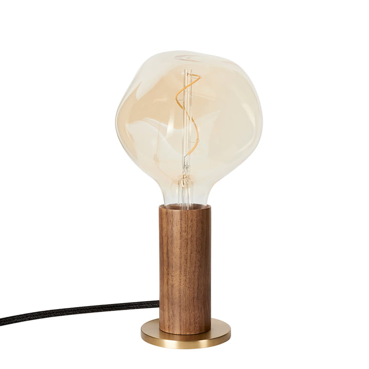 Walnut Knuckle bordlampe, valnød / messing inkl. Voronoi I LED pære E27 2W, Ø 12,5 cm, gennemsigtig grå fra Tala .