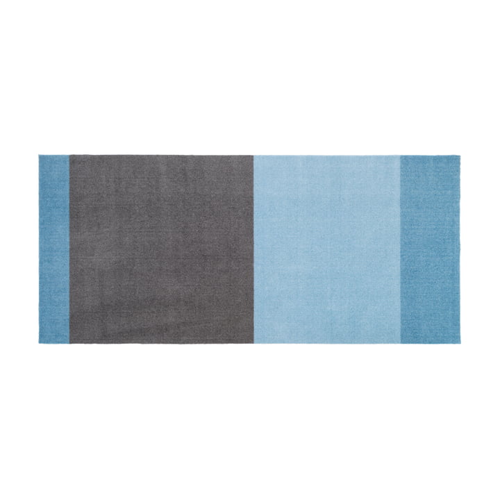 Stripes Horizontal løber, 90 x 200 cm, lys / støvet blå / stålgrå fra Tica Copenhagen