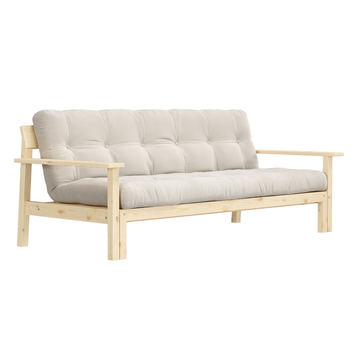 Unwind af sovesofa, naturlig fyrretræ / fløjl elfenben (510) fra Karup Design