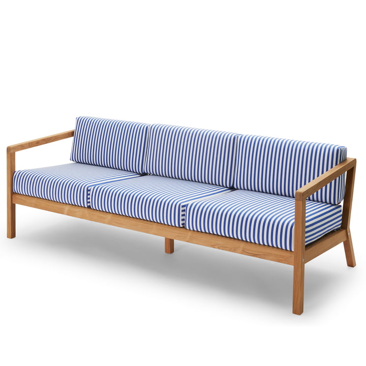 Virkelyst sofa 3-personers, teak / havblå striber (Limited Edition) fra Skagerak