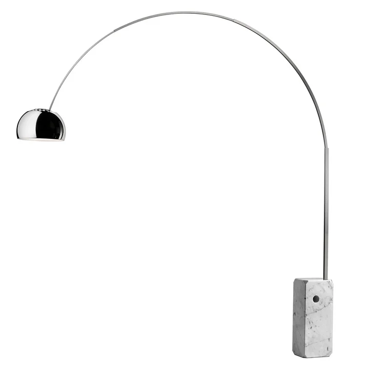 Arco LED-gulvlampe fra Flos i rustfrit stål / hvid marmor