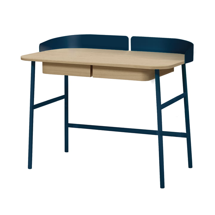 Victor skrivebord L 100 cm, naturlig eg, blå fra Hartô