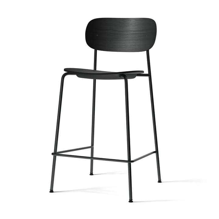 Co Counter Chair fra Audo i sort egetræsfinish med sort stålstel