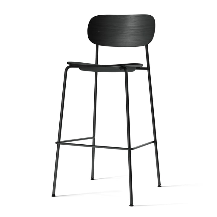 Co Bar Chair fra Audo i sort egetræsfinish med sort stålstel