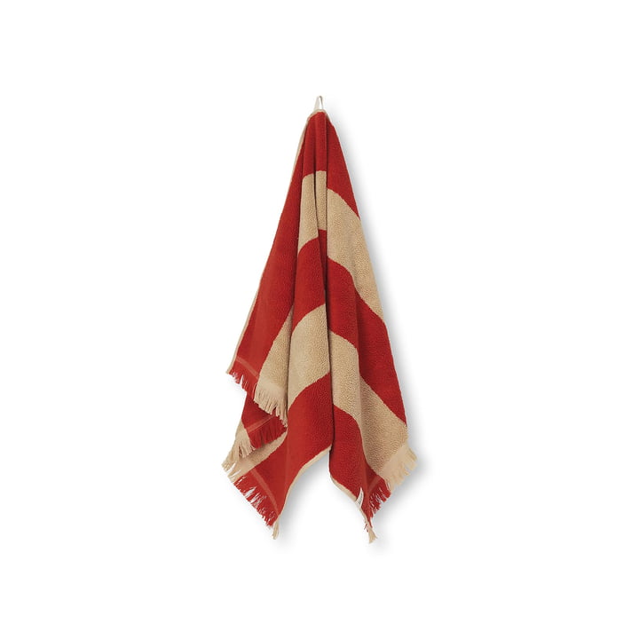 Alee badehåndklæde, 50 x 100 cm, lys kamel/rød fra ferm Living