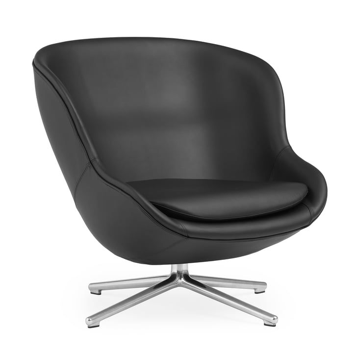 Hyg loungestol med drejefod fra Normann Copenhagen i aluminium/sort finish