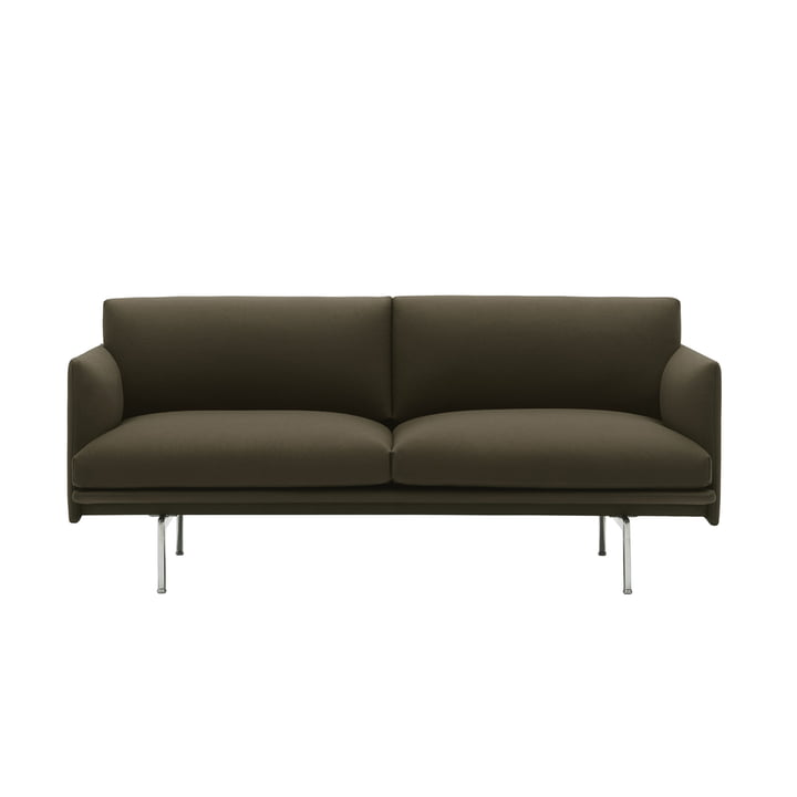 Outline sofa 2-personers, mørkegrøn (Divina 984) / poleret aluminium (EU) fra Muuto