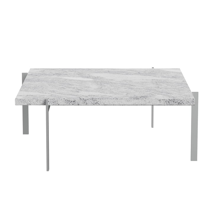 Sofabord, marmor, stel i børstet stål fra Fritz Hansen