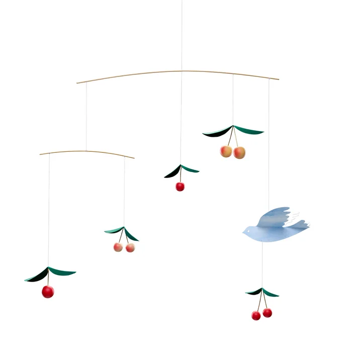Cherry Dreams Mobile, messing/træ, flerfarvet fra Flensted Mobiles