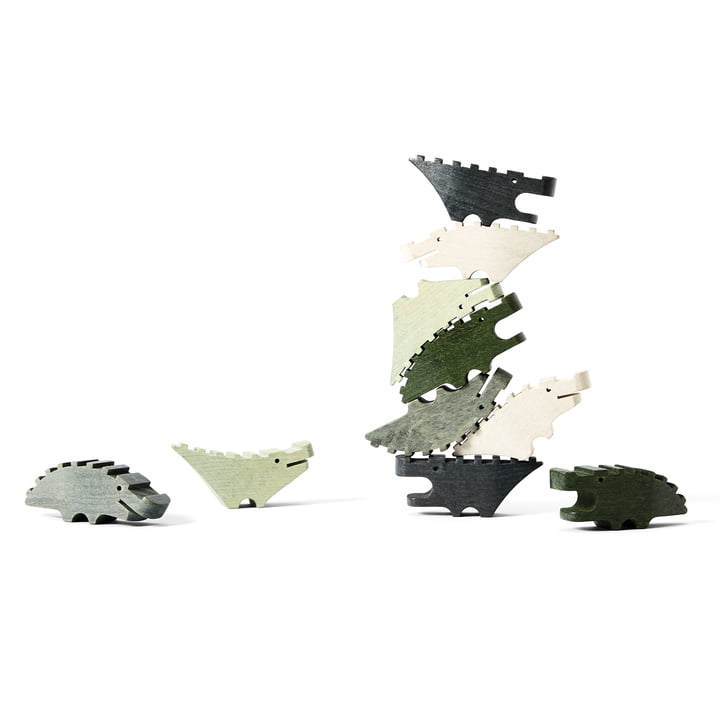 Croc Pile Mini trækrokodiller, små, grønne (sæt med 10) fra Areaware