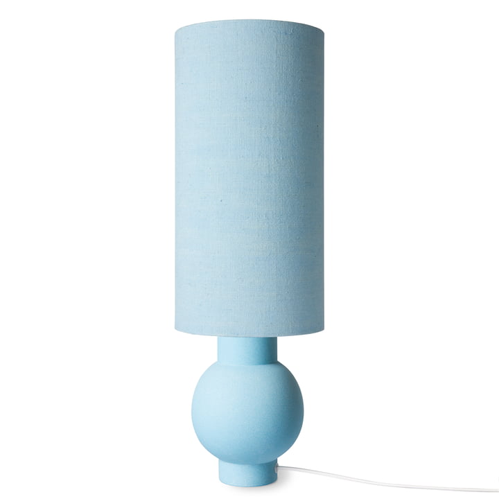 Keramisk bordlampefod + hørlampeskærm, isblå fra HKliving