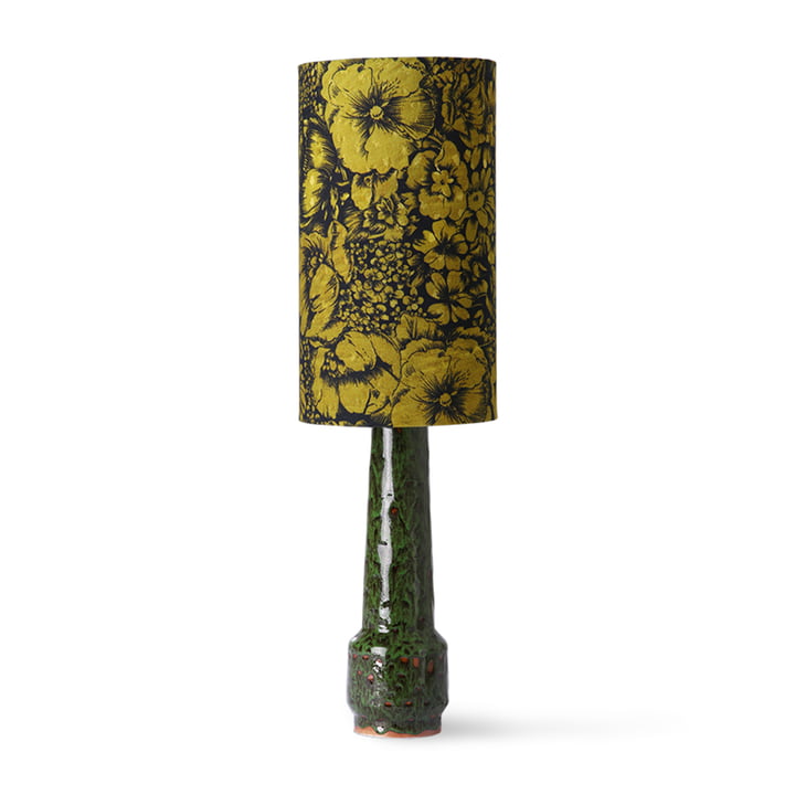 Retro bordlampefod, H 45 cm, lava green + DORIS Vintage lampeskærm, Ø 22 cm, blomstret fra HKliving