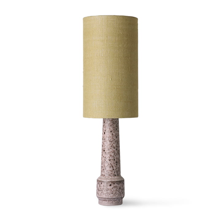 Retro bordlampefod, H 45 cm, brun + lampeskærm jute, Ø 22 cm, jadegrøn fra HKliving